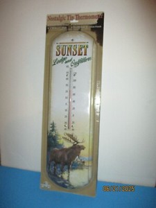 New Sunset Lodge And Outfitters Nostalgic Tin Thermometer