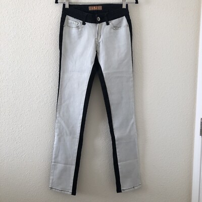 Lavo Low Rise Color Block Skinny Jeans Faded Black White