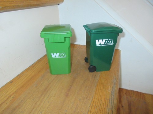Waste Management Mini Bin Toter Trash Can Desktop Pen Storage Holder LOT OF 2