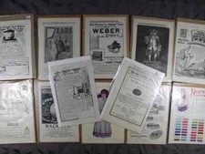 12 Ad Folios From Various books and Magazines 1894 - 1911 - 6 1/2 x 10