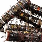 Wholesale lots 30pcs Mixed Styles Vintage Alloy leather Cuff Bracelets Jewelry
