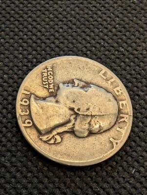 1939 DIE CRACK EAR RIM 25 CENT WASHINGTON QUARTER COIN ERROR