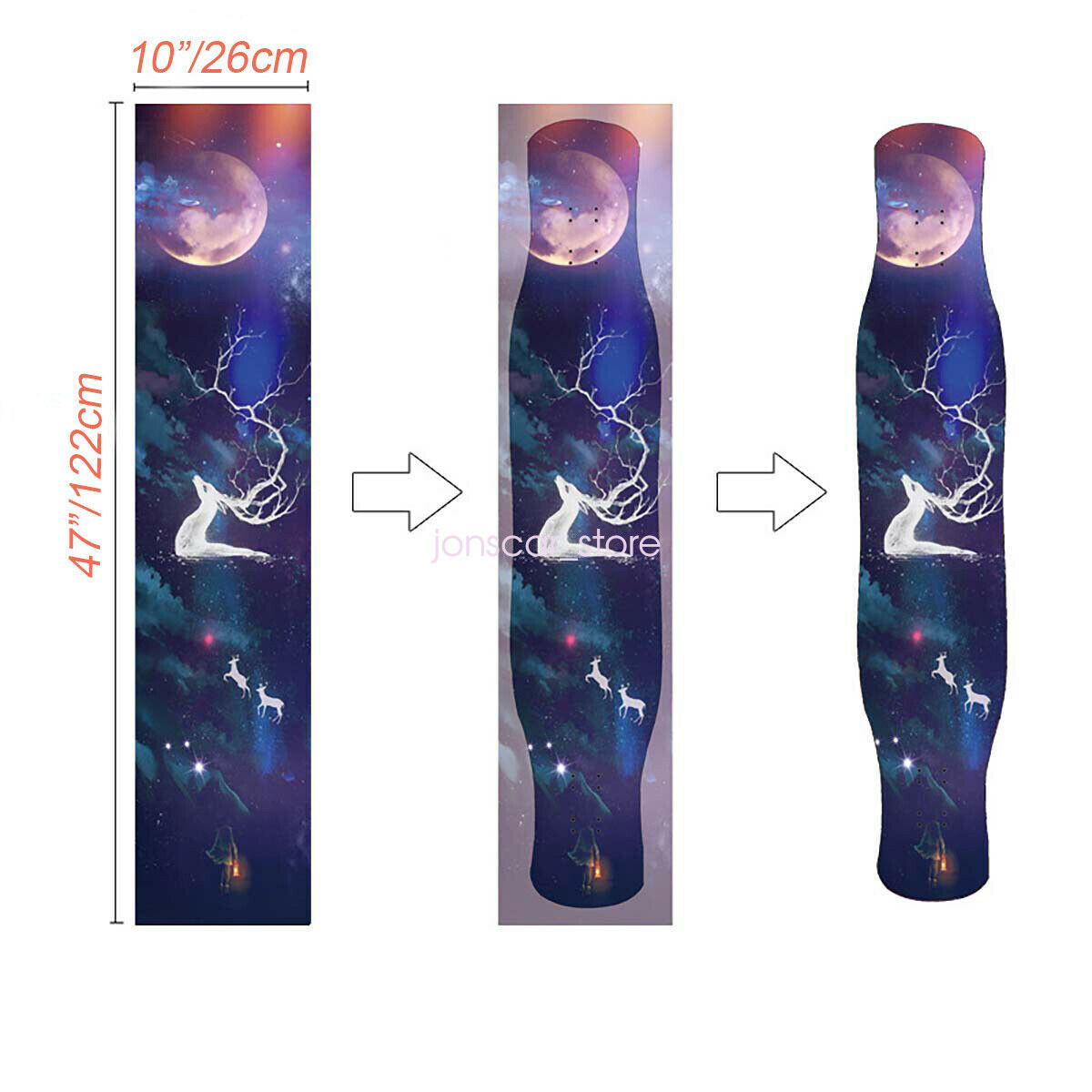 Longboard Grip Tape 47X10" Myth Ghost Waterproof Skateboard Sticker... Double Tape Deck - Foto 7