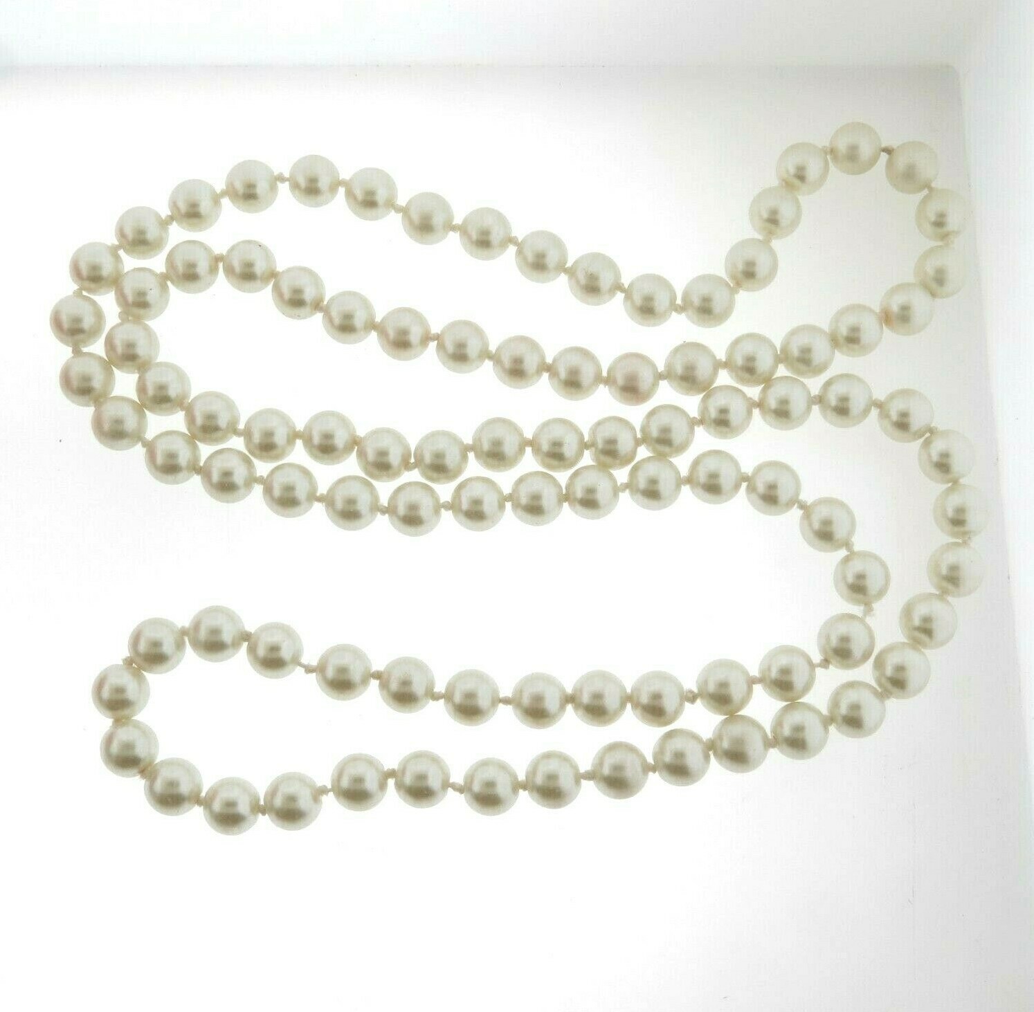 Faux Pearl Necklace Long Strand 10mm 43 