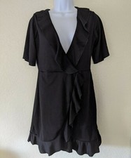 Pretty Little Thing Women's Ruffle Wrap Dress Black Size 8