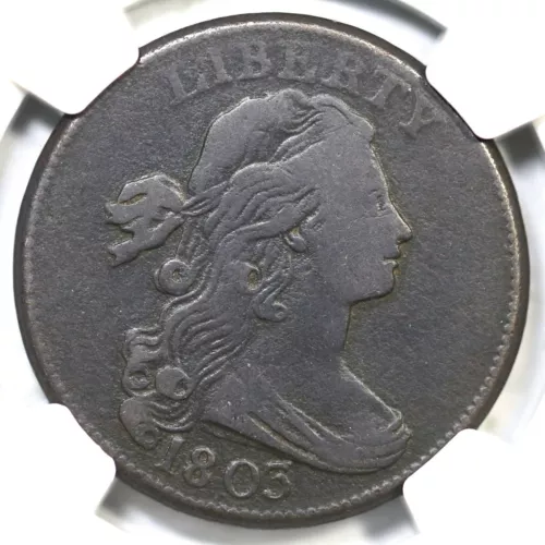 1803 S-262 R-4+ NGC F 12 Sm Date, Sm Frac Draped Bust Large Cent Coin 1c
