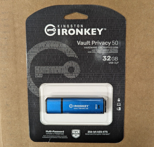 32GB Kingston IronKey Vault Privacy 50 USB3.2 Type-A Flash Drive FIPS 197 256BIT - 第 1/1 張圖片