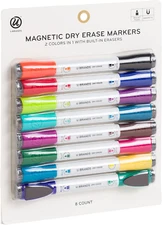 Fine Tip Dry Erase Markers with Eraser, Magnetic Double Ended Whiteboard Markers