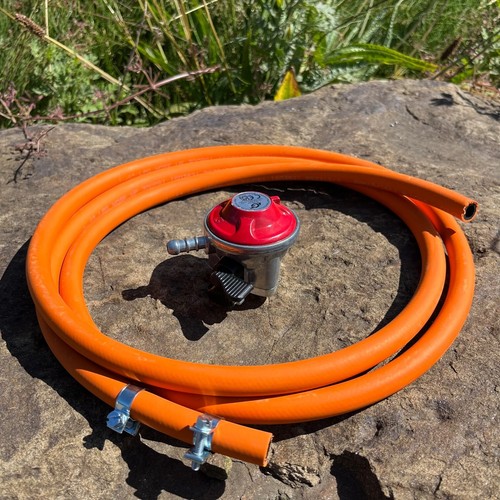PATIO GAS REGULATOR 27mm Clip On With 2m HOSE + 2 CLIPS Fits Calor