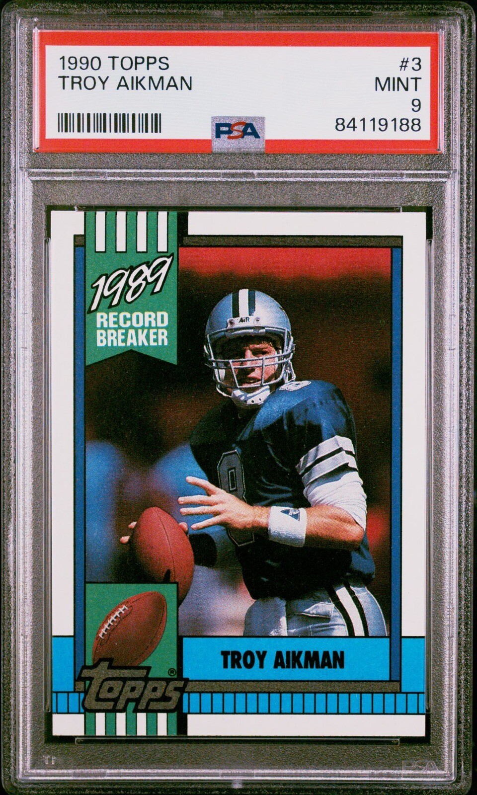 1990 TOPPS #482 TROY AIKMAN SUPER ROOKIE PSA 9 MINT HOF COWBOYS RC