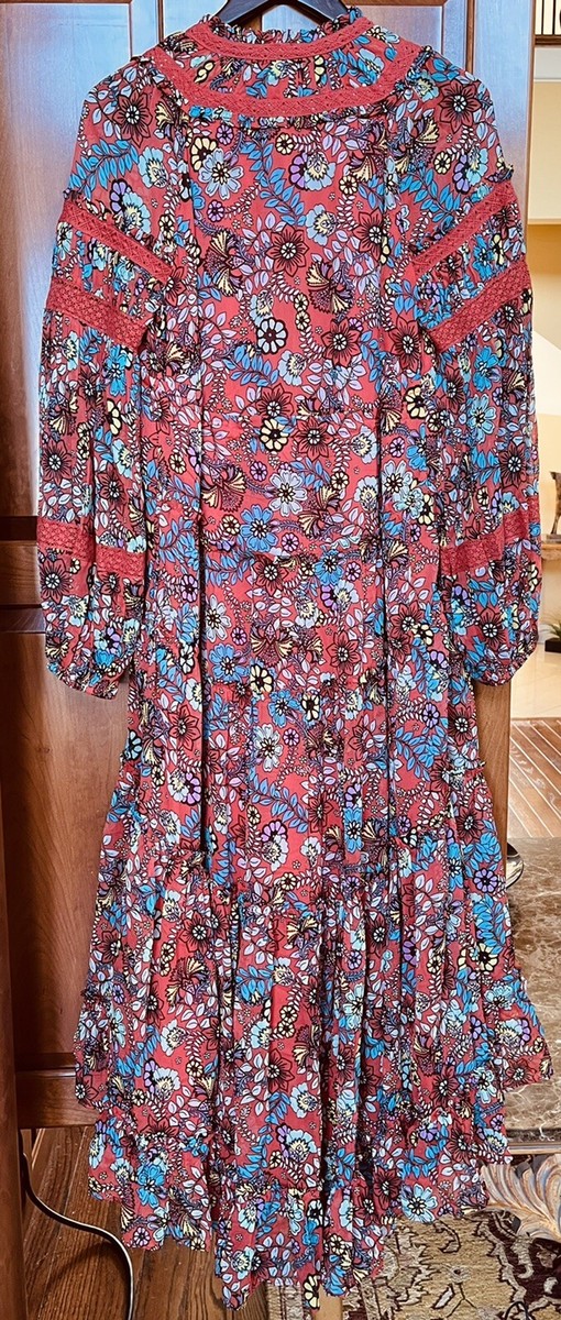 Free People Cassis Printed Chiffon Midi Dress Size Small NWOT | eBay