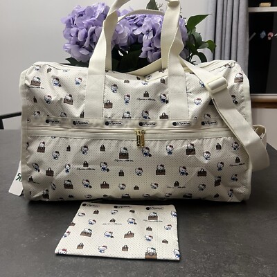 NWT Lesportsac Sanrio Hello Kitty Deluxe Large Weekender Duffel Bag with Pouch