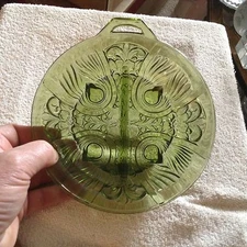 Old Green color glass divided relish dish