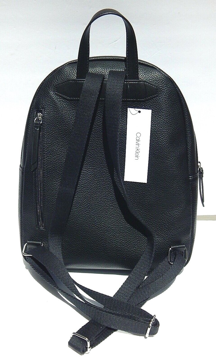 CALVIN KLEIN BLACK LEATHER BACKPACK LUGGAGE NEW$178  display picture 3