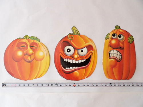 3 VINTAGE 1997 BEISTLE JACK O LANTERNS WALL CUT OUTS Pumpkin Faces Die Cut - Picture 2 of 8