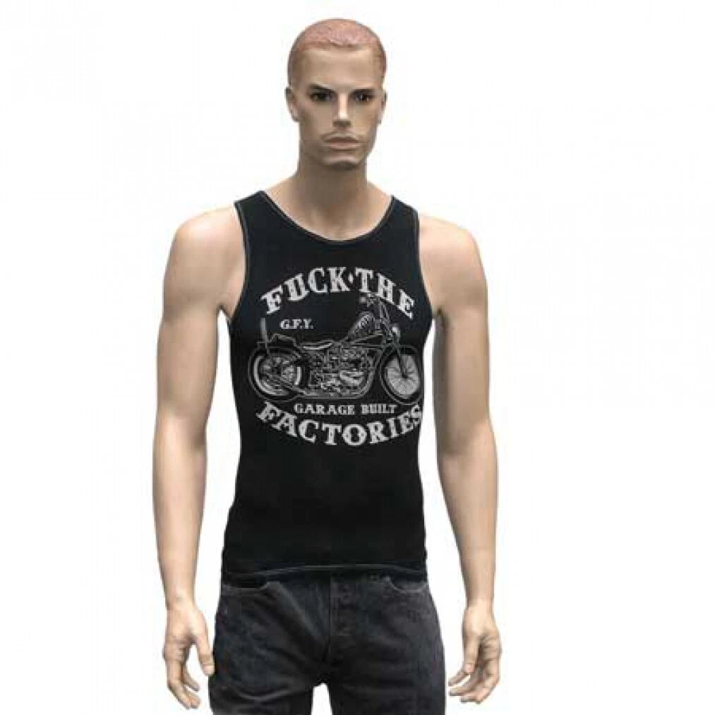 FELON Tank Top Negro, Cuello Redondo, Algodón, Talla S-2XL