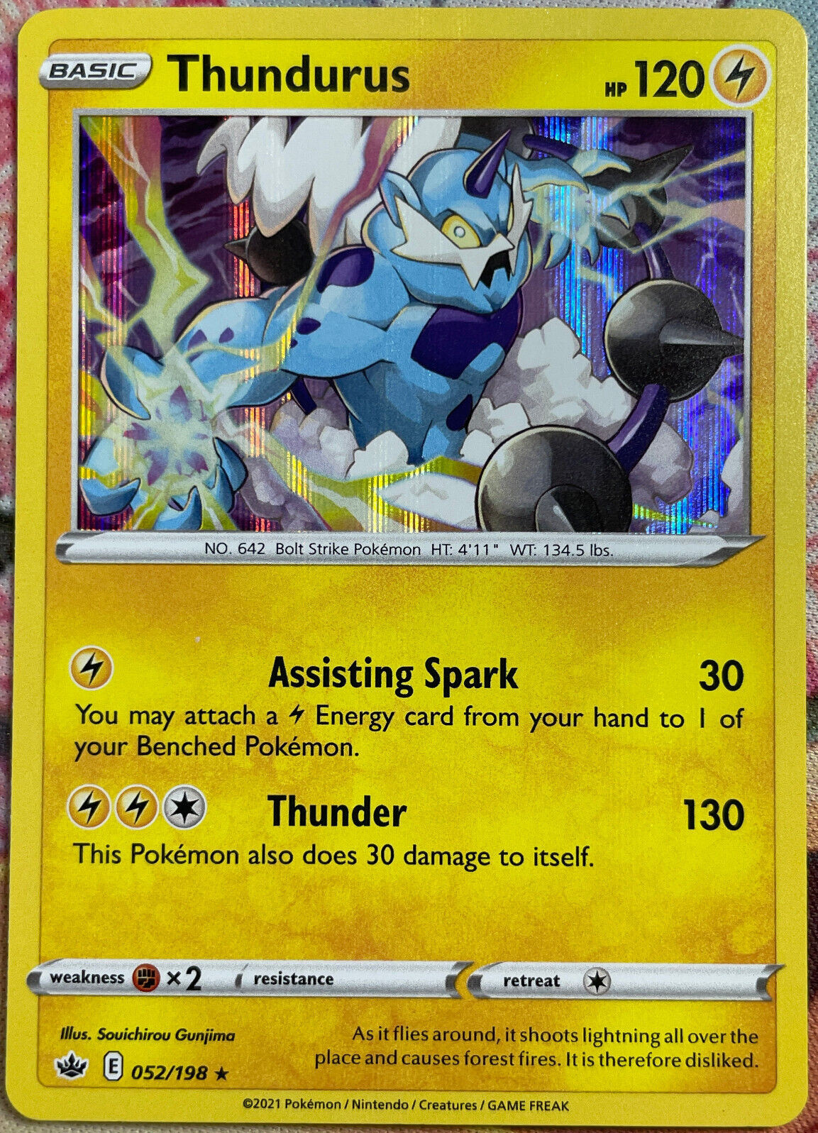 Thundurus Holo Rare - 052/198 - Chilling Reign Pokemon 2021