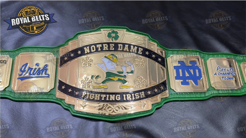 Cinturón título campeonato irlandés de lucha Notre Dame tamaño adulto enchapado en latón Foto 2 de 4