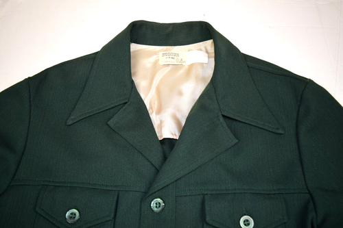 Vintage Leisure Jacket Stockman Size M/L 70s Green 2 Pocket Poly Fashion Work - Picture 2 of 10