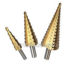 Kit fresa conica allargafori a scalini 3 pz da 4 a 32mm set frese in acciaio hss