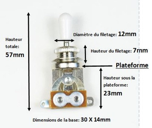 New SWITCH 3 ways Toggle chrome - tip white pour guitare Les Paul, SG.... - Bild 2 von 4