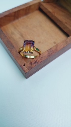 Ametrine Doublet Quartz Ring, 925 Sterling Silver Ring, Ametrine Handmade Ring - Picture 4 of 11