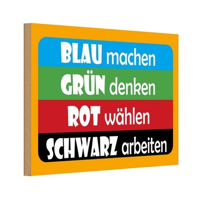 Holzschild 20x30 cm Blau machen- grün denken Dekoration Deko Geschenk Holz Schil