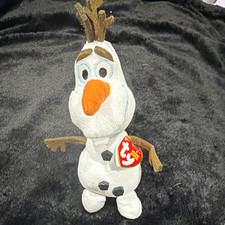Ty Beanie Baby, Disney Frozen Olaf the snowman, white with sparkles