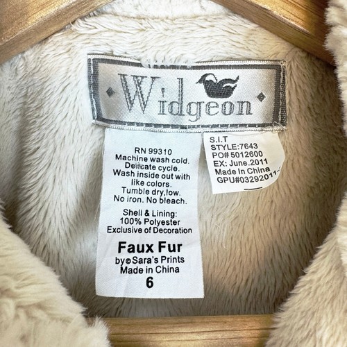 Widgeon Faux Fur Coat Girls 6 Long Soft Winter Dressy Cozy Tiered Princess Warm - Picture 3 of 10