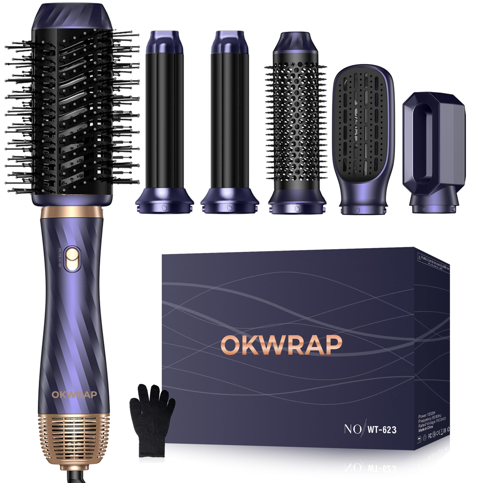 OKWRAP 6 in 1 Spazzola Asciugacapelli Multifunzione | Air Styler Professionale
