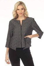 Joseph Ribkoff Grey Textured Zip Front 3/4 Sleeve Jacket 253221