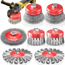 7 PCS Wire Wheel Brush for 4-1/2" Angle Grinder, Carbon Steel Knotted & Crimp...