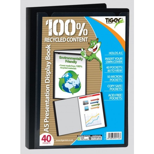 Tiger A5 40 Pocket Presentation Display Book Black