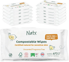 Eco by Naty Baby Wipes Unscented - 100 Compostable and Plant-Based Wipes, Good