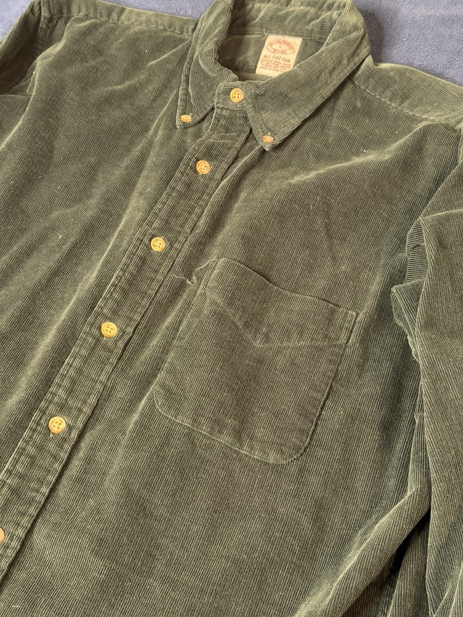 Vtg Brooks Brothers Corduroy Long Sleeve Shirt Men’s L Moss Green View 6