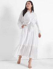 Lane Bryant Blouson-Sleeve Striped Midi Shirt Dress size 26 NWT