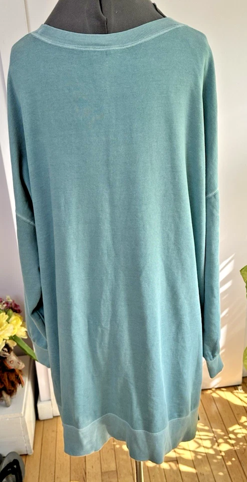 Pulôver feminino Old Navy tamanho 2XL mistura de algodão verde manga longa gola redonda - Imagem 3 de 4