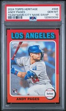 2024 Topps Heritage Andy Pages - Team/City Name Swap PSA Gem Mint 10 *Pop 1