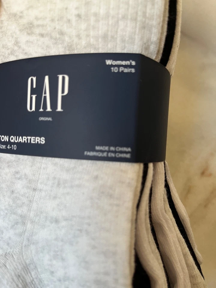 Calcetines cuartos de algodón GAP NUEVOS CON ETIQUETAS - 10 pares negros, grises, blancos Foto 4 de 4