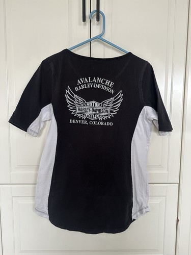 Harley Davidson Black & White Shirt Medium Womens Denver, Colorado - Picture 4 of 5