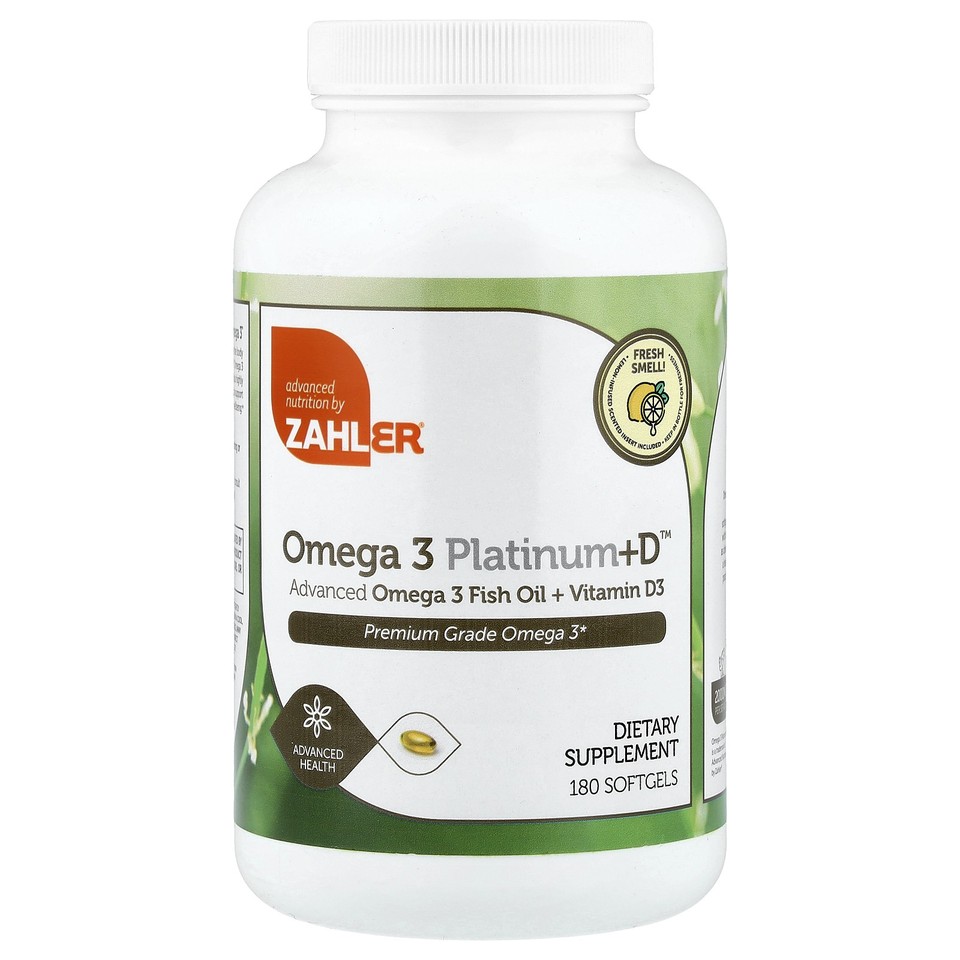 Omega 3 Platinum+D™, Advanced Omega 3 Fish Oil + Vitamin D3, 180 Softgels