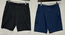 Under Armour Golf Shorts Boys Youth M Adjustable Chino Blue And Black Lot Of 2