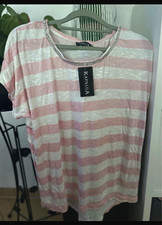 Kapalua Damen T-Shirt rosa/weiß gestreift Ku...