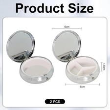 Metall Pillendose 2 Stück Klein Rund, Kleine Unterwegs Pillendose Metall, Tablet