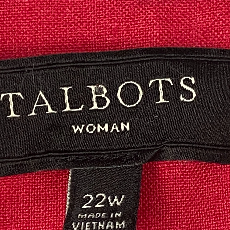 Talbots Linen Open Front Blazer Jacket Size 22W Red Slit Sleeve Pockets - Image 4 of 4