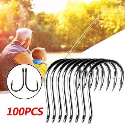 100Pcs Metal Fishing Tools Hooks Jig Big Hook Bait Hot Sizes   Fishhooks   M9Z3