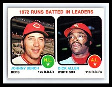 💥 DICK ALLEN and JOHNNY BENCH ~ 1973 Topps #63 - League Leaders Reds, White SoX