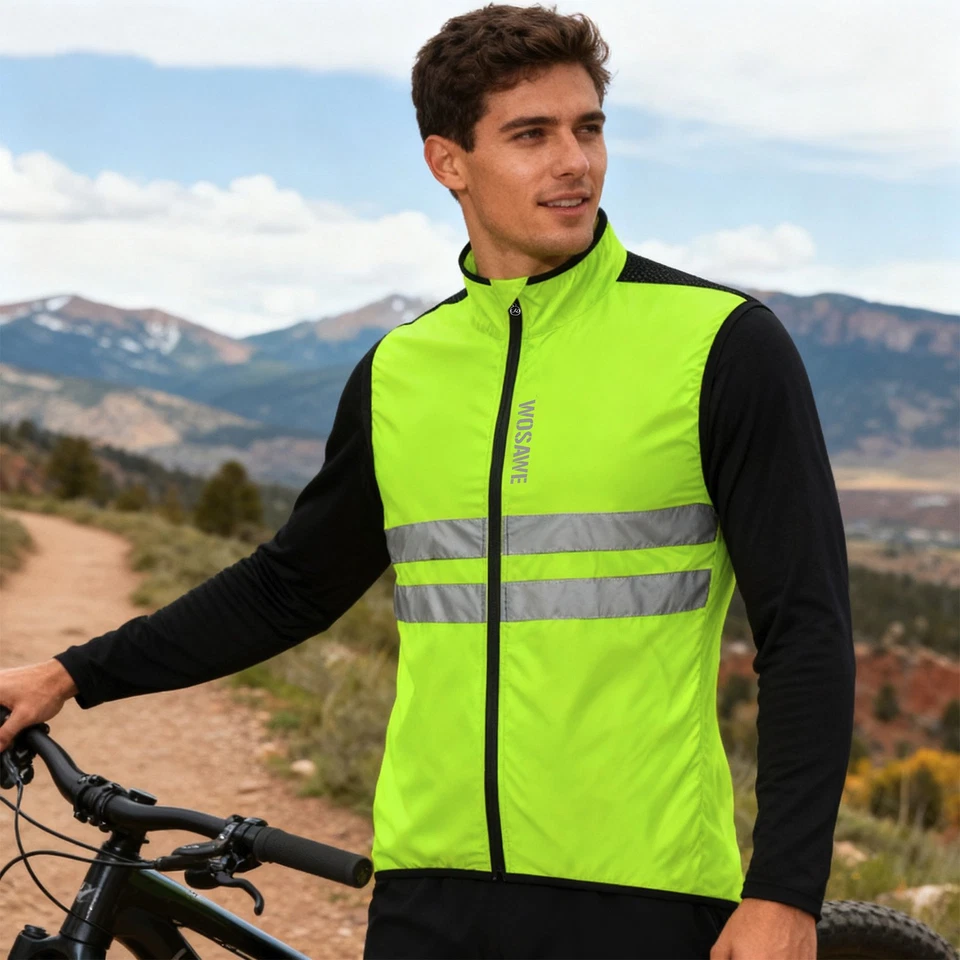 WOSAWE Hi-Viz Cycling Vest High Visibility Running Gilet Reflective Windbreaker - Image 3 of 4