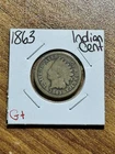 1863 Indian Head Cent Penny G+ Good Better Date US 1c Type Coin (Raw14832)