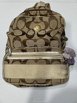 Coach Bag Vintage Signature Logo Brown and Tan Monogram Backpack